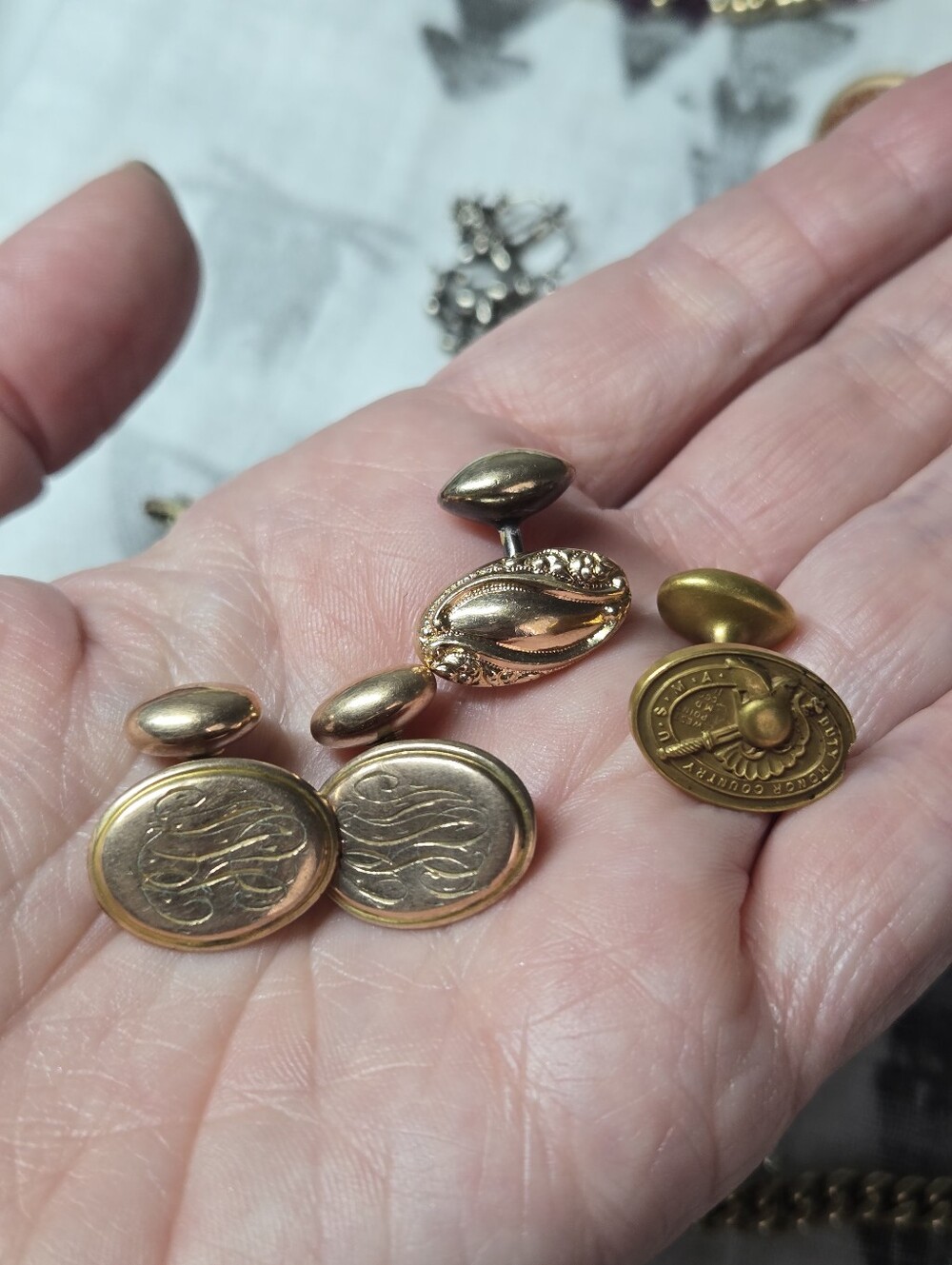 Vintage Gold Filled Cufflinks Set And 2 Singles- Elegant Men's Jewelry